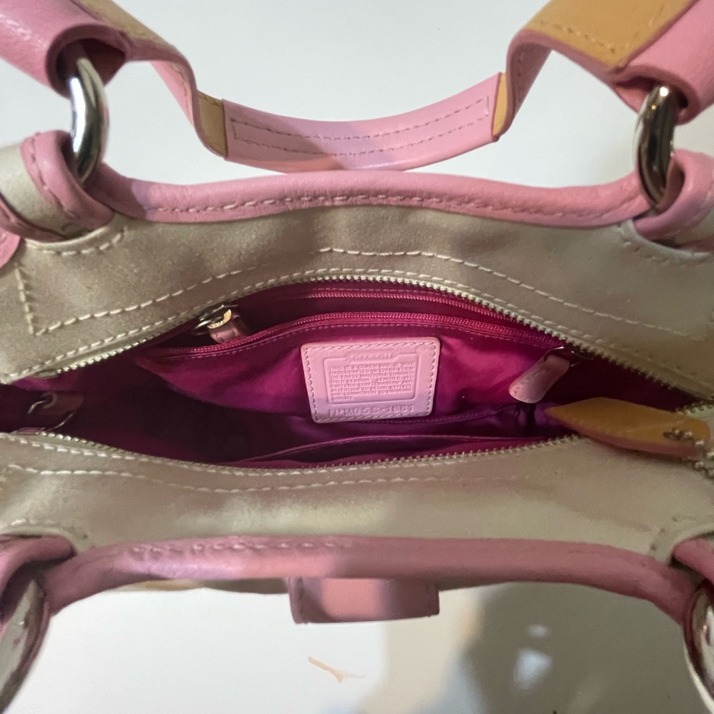 Pink and Cream Women's Handbag - Picture 6 of 13